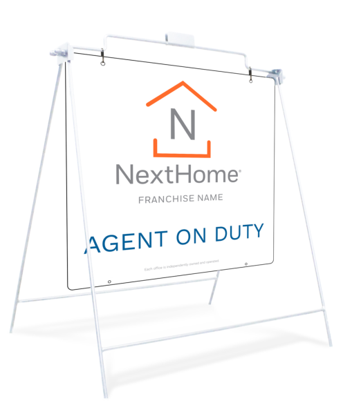 Agent on Duty White Swinging A-Frame and Sign Panel Unit, 24h x 24w, PVC